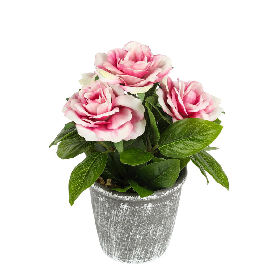 Planta Rosa Artificial Rosada 20cm