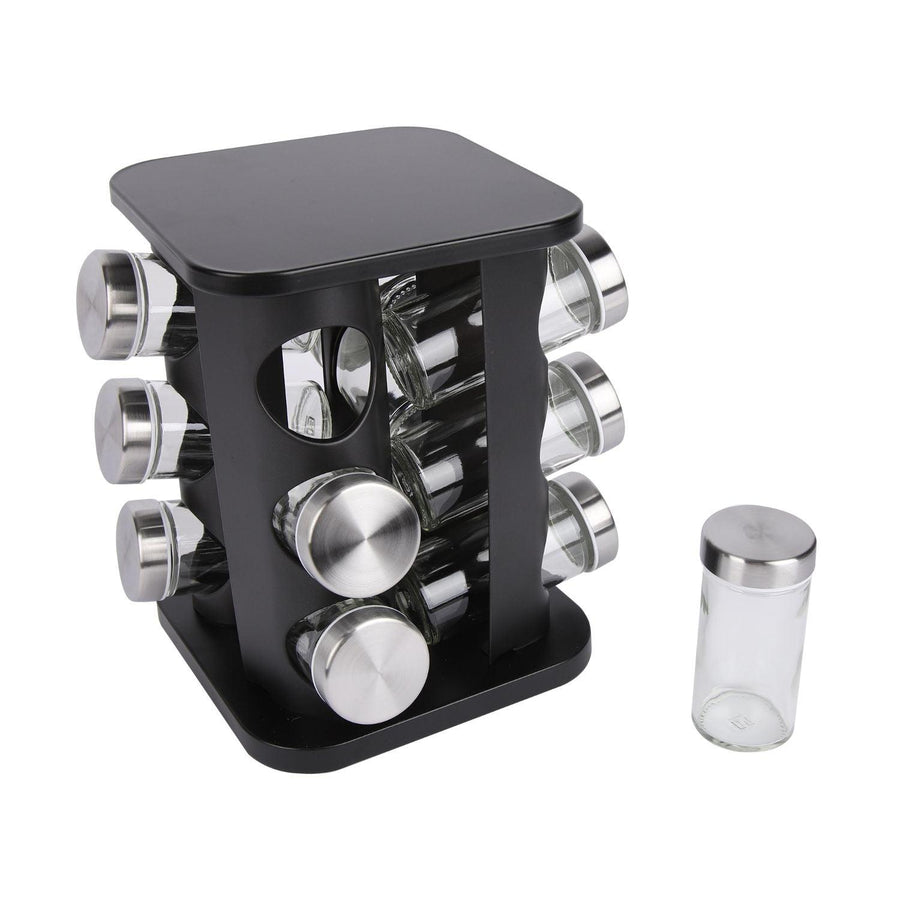 Especiero de Vidrio con Base Giratoria Negro (12u)
