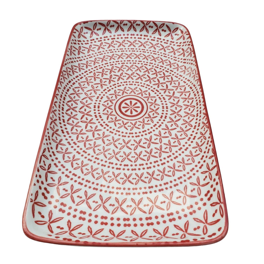 Plato Loza Diseño Rojo 23x12.5cm