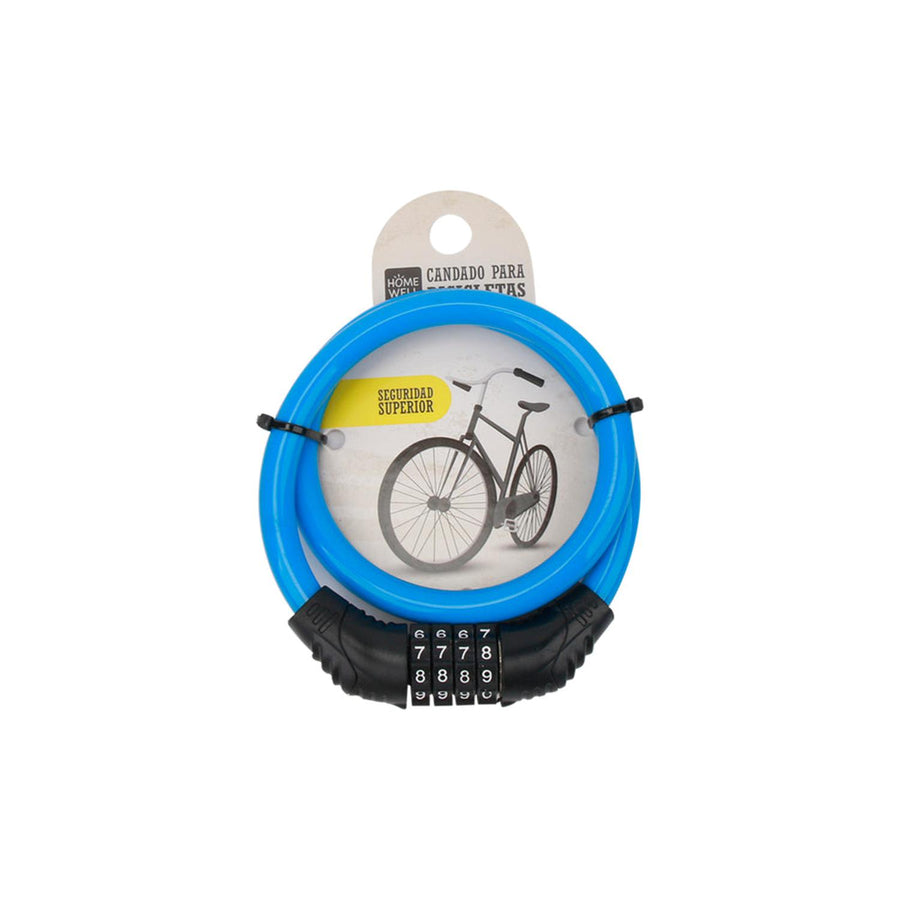 Cable de Seguridad con Clave de Bicicleta Azul 55cm