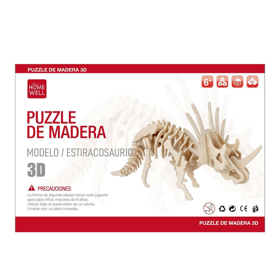 Puzzle de Madera Modelo Dinosaurio Estiracosaurio 3D