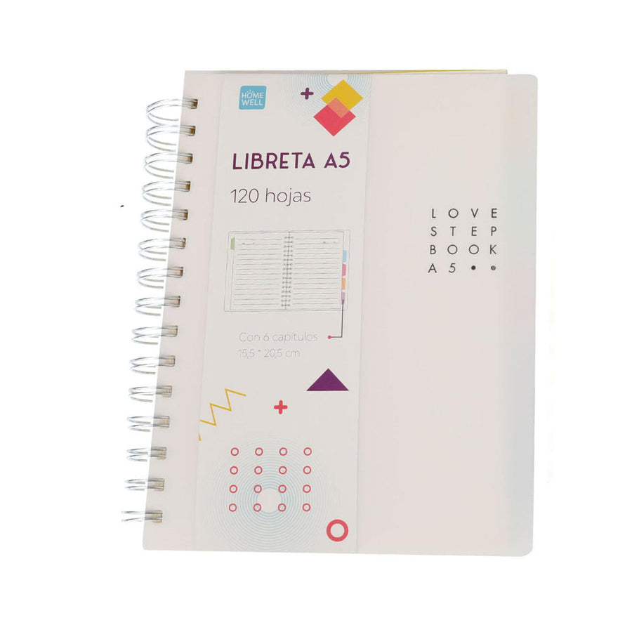 Libreta Blanco 15.5x20.5cm Anillada (120 Hojas)