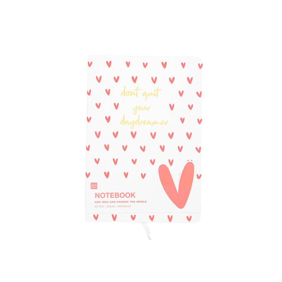 Libreta Blanca Diseño Corazones 21*14.5 96 Hojas