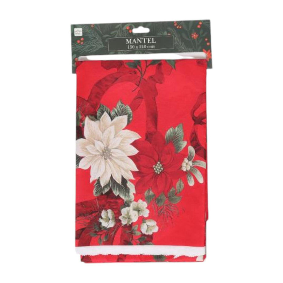 Mantel Navideño Decorativo 150 cm Diseño de Árboles y Adornos Festivos