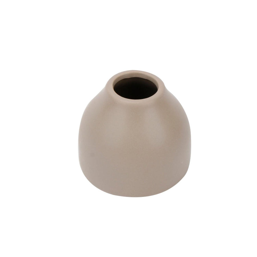 Florero Tipo Vasija Cerámica Beige 10x8.5cm