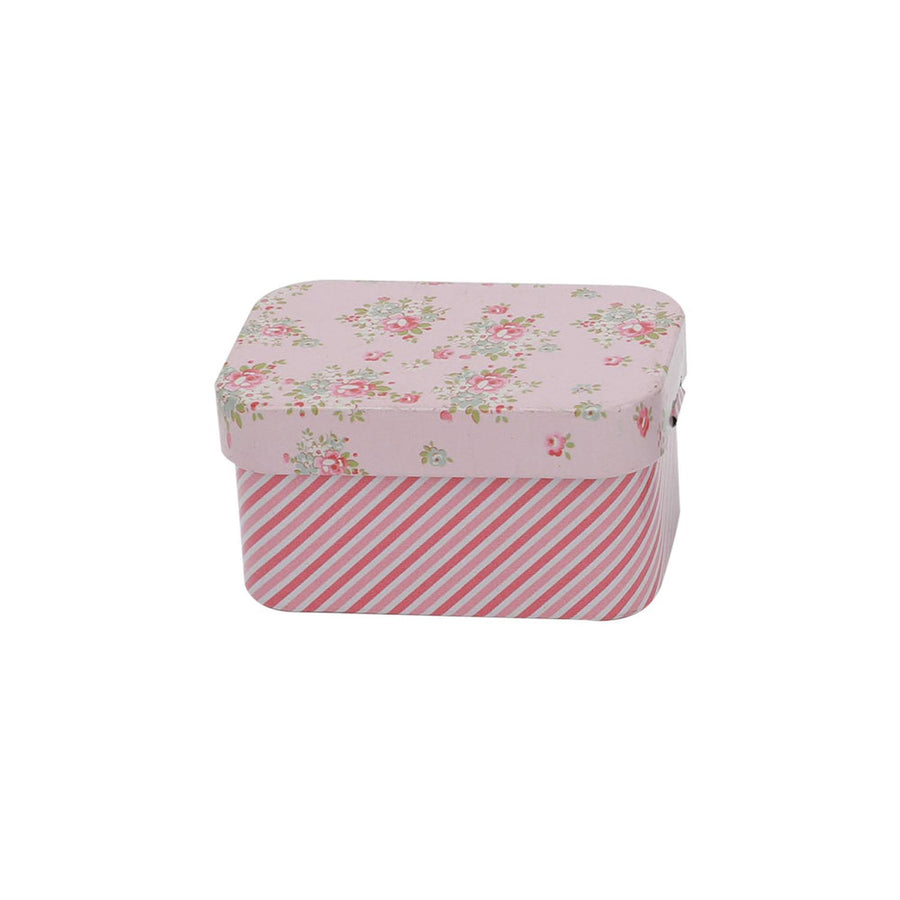 Caja Almacenamiento de Metal Diseño Flores Rosa 7.5x5x4cm