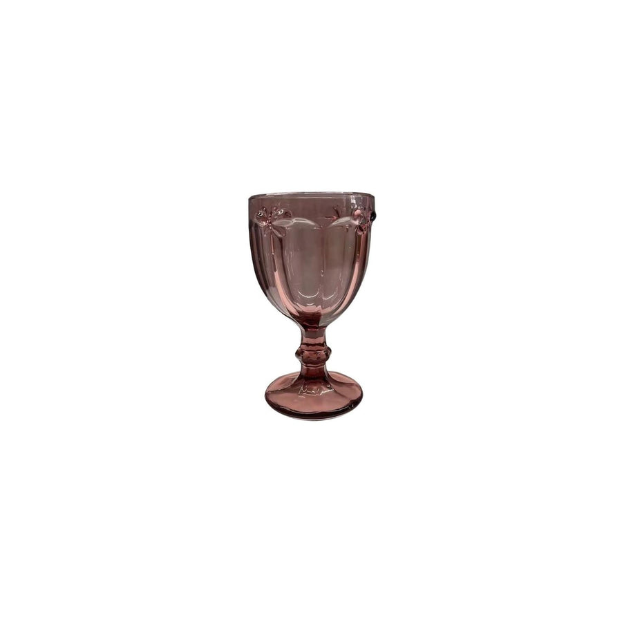 Copa de Vidrio Rosada con Relieve de Libélulas 300 ml