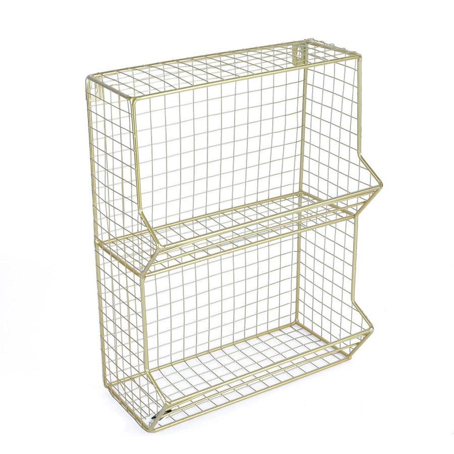 Repisa Estante de Pared Metal Dorada 40x30x17cm