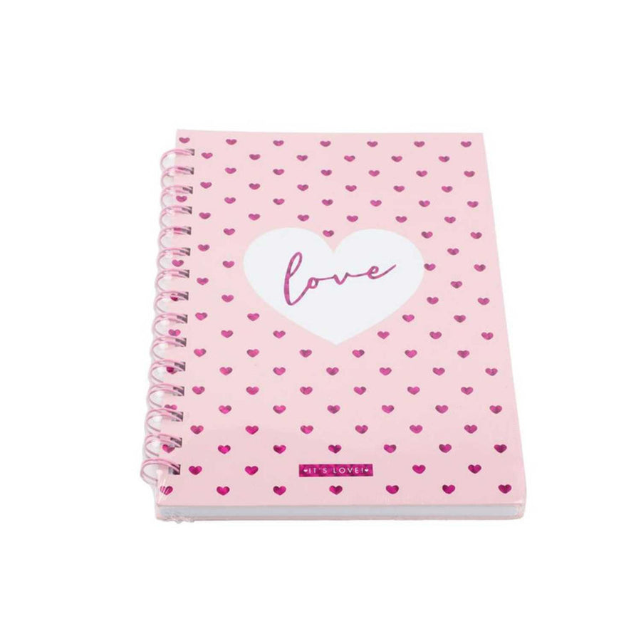 Libreta Rosa Corazones Love 20.7x14.5cms 80 Páginas