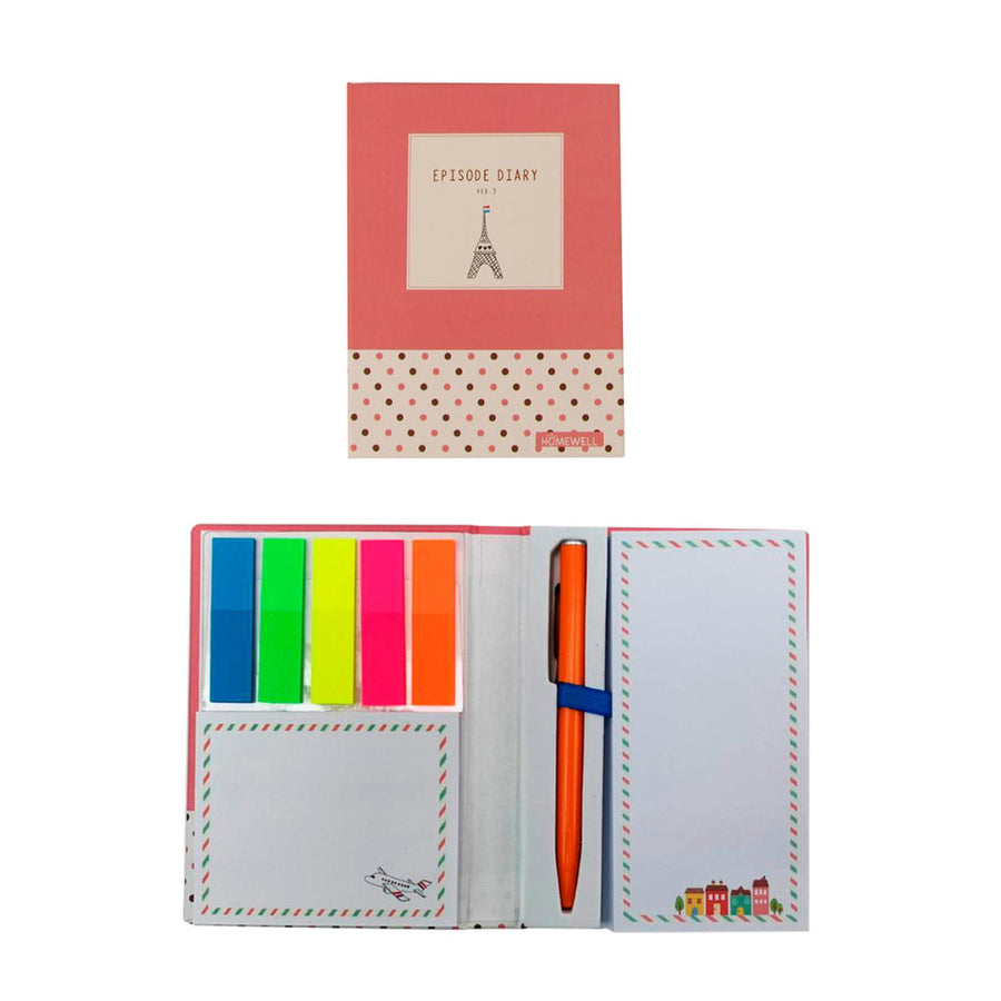 Set Librería Taco Notas Rosado Post It y Lápiz 11x8cm