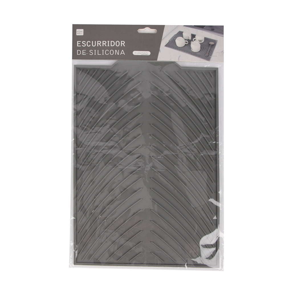 PrixPrime - Alfombrilla escurreplatos fabricada en silicona de 446x203 mm  de color gris