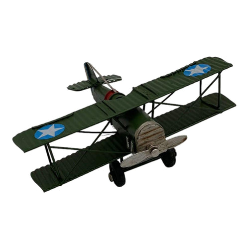 Avion Metal Deco Verde 16*13*6Cm