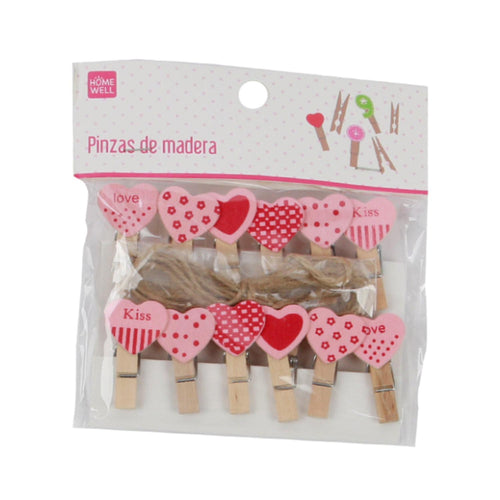 Pinzas Madera 3.5cm Diseño de Corazón