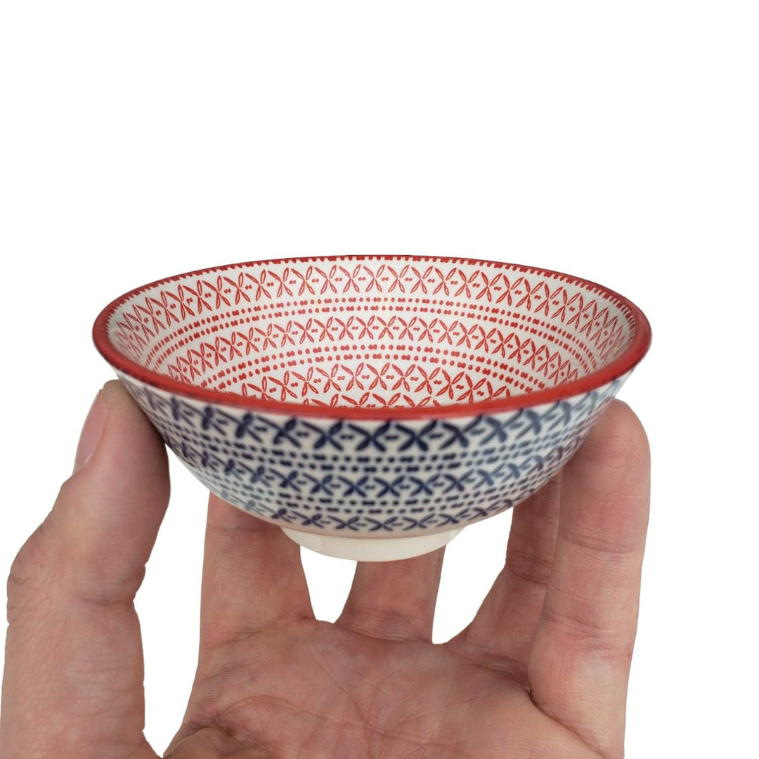 Bowl Pocillo Loza Diseño Rojo 9.5x4.5cm