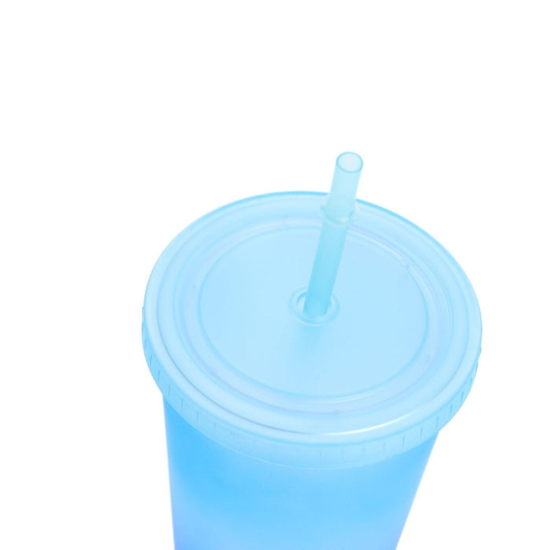 Vaso Con Bombilla Diseño Azul 650Ml