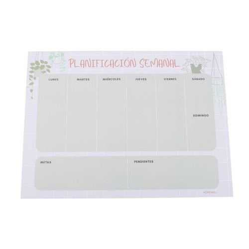 Planificador Semanal Verde Pastel