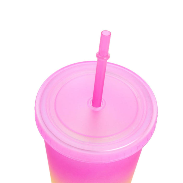 Vaso Con Bombilla Diseño Rosado 650Ml