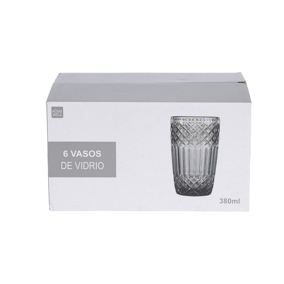 Set 6 Vasos Vidrio Gris 380Ml