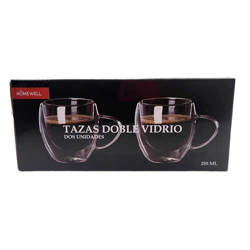 Set Tazas de Vidrio Doble Pared 250ml