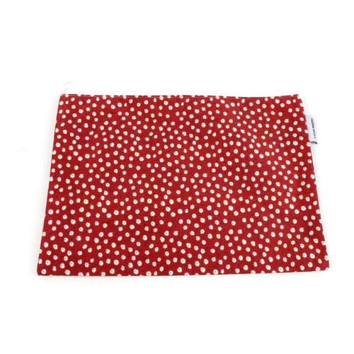 Estuche Rojo Flores Blancas