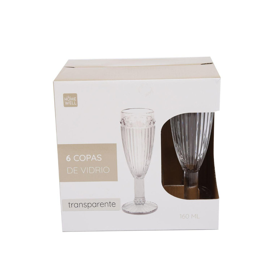 Set 6 Copas Champagne Vidrio Transparente 160ml