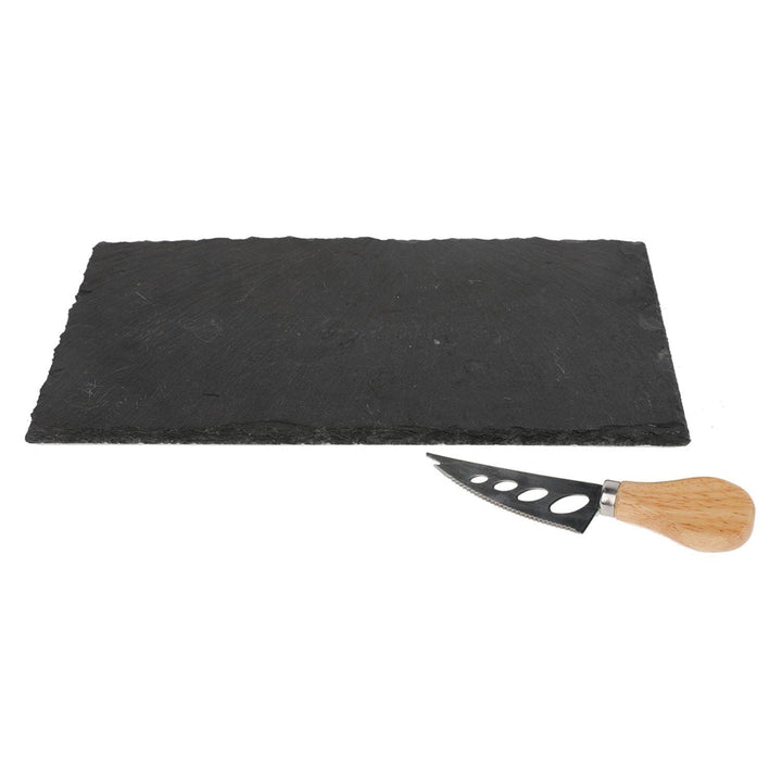 Tabla Piedra Pizarra con Cuchillo Cocktail 30x15cm