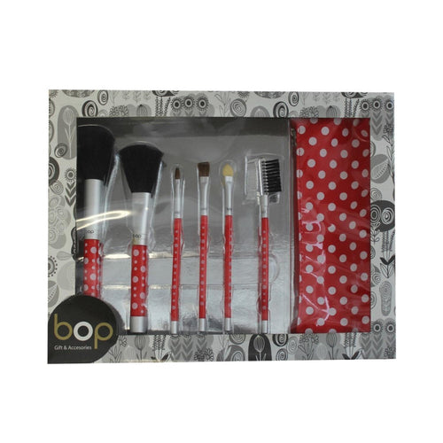 Set de Brochas y Pinceles Rojos con Puntos Bop