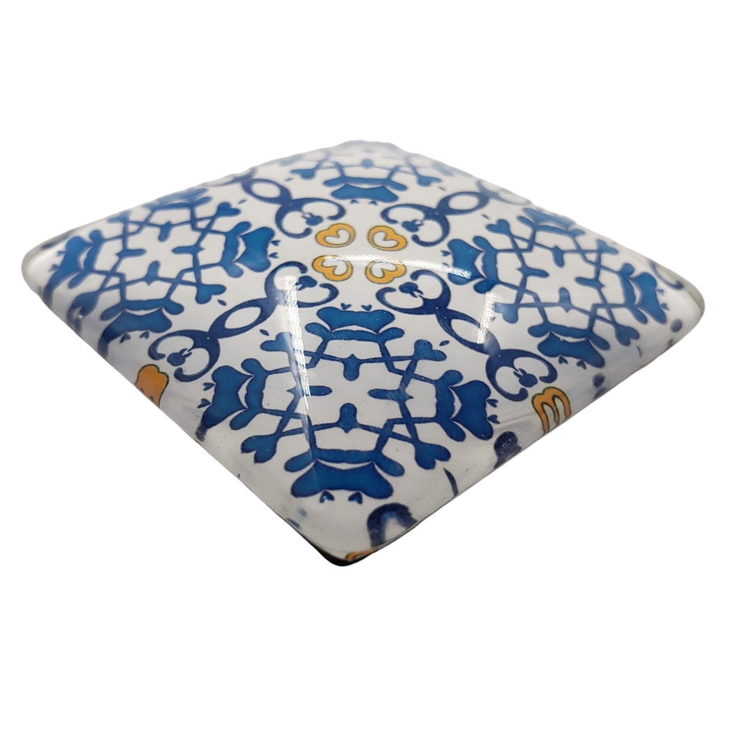 Magnetico Diseño Mandala Turquesa-Blanco 5cm