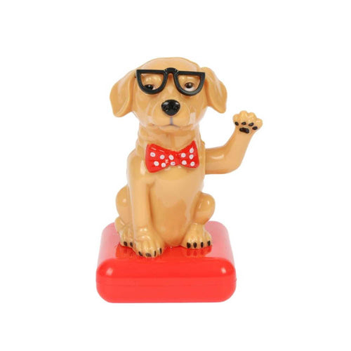 Adorno Solar Perro Beige 6x7x11cms Movimiento Automático