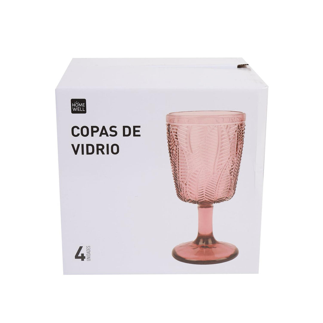 Set 4 Copas Vidrio Rosado 330ml