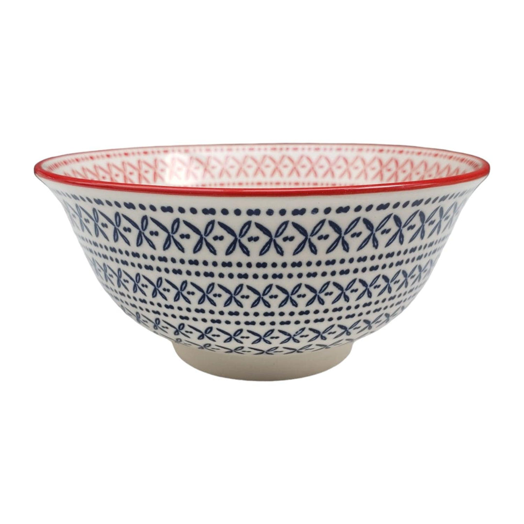 Bowl Pocillo Loza Azul Rojo 12x6.5cm