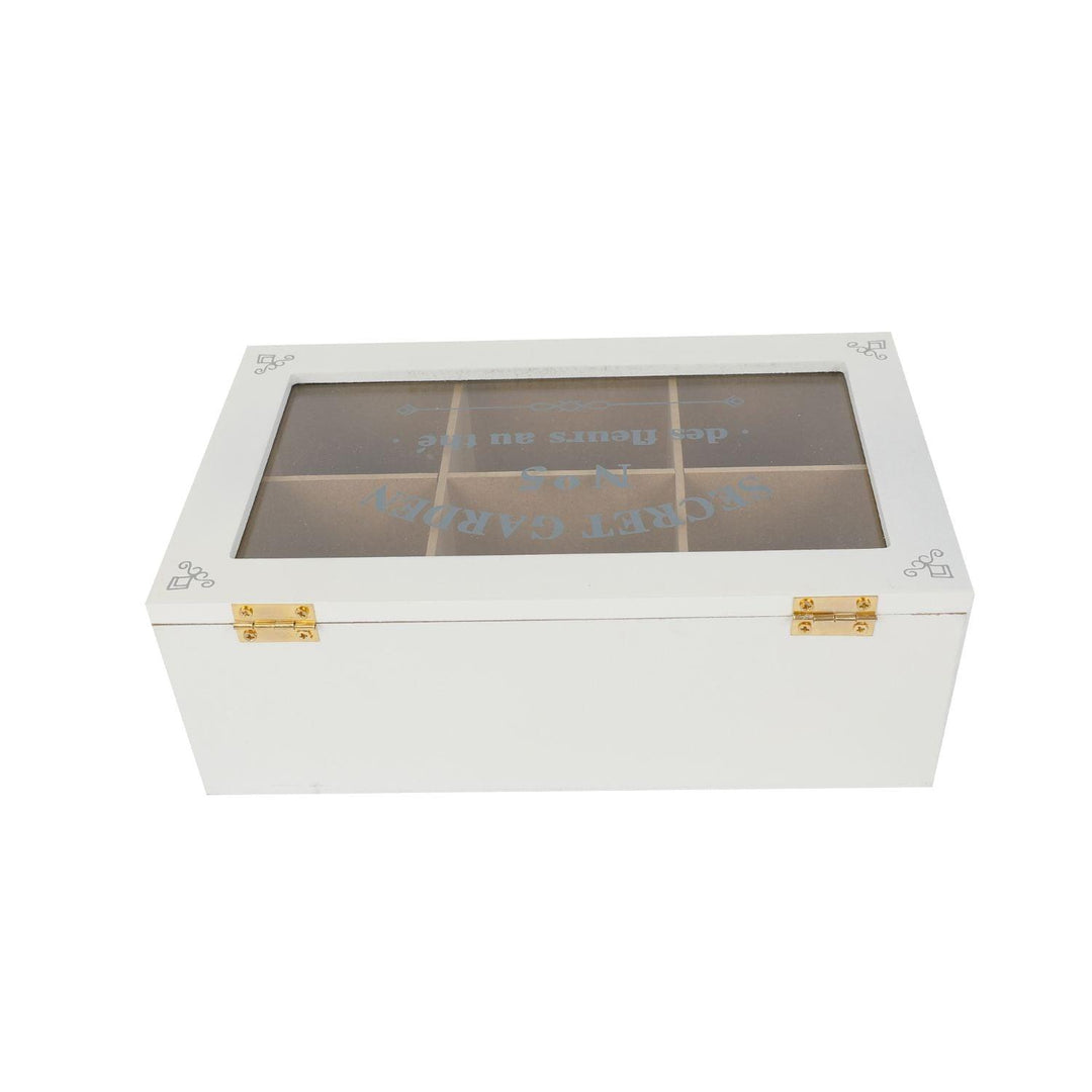 Caja de Té Madera Blanco 23.5x14.5x8.3cm