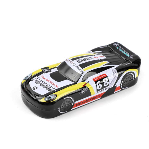 Estuche Metálico Auto 21x6x8.5cm Diseño Amarillo Deportivo