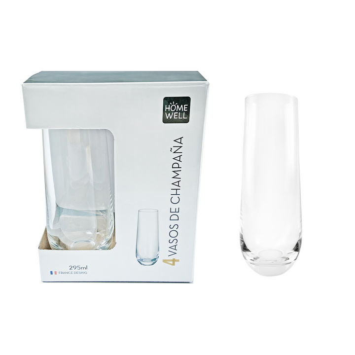 Set Vasos de Champaña Vidrio 295ml (4u)