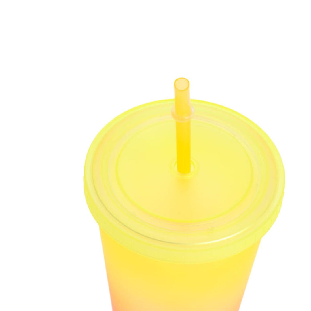 Vaso Con Bombilla Diseño Amarillo 650Ml