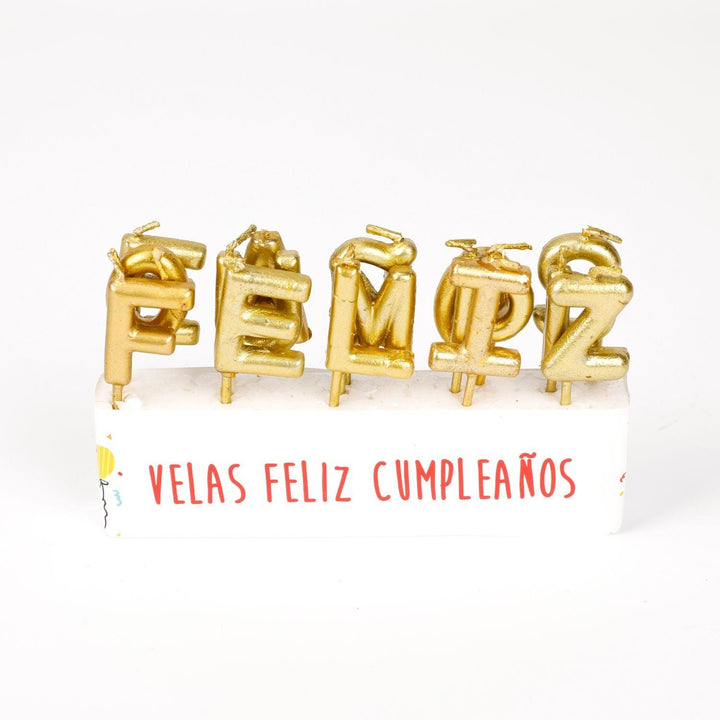 Velas Feliz Cumpleaños Doradas