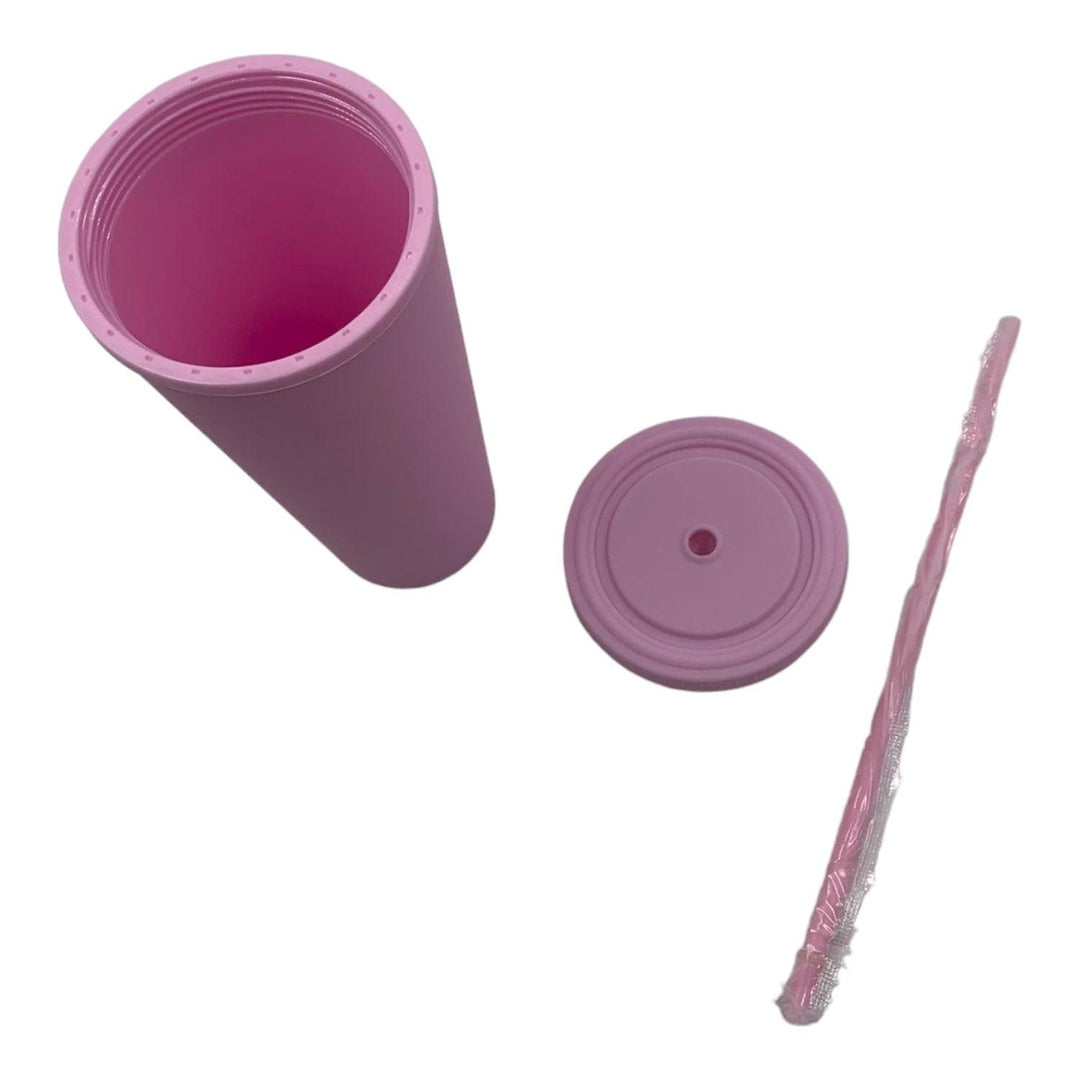 Vaso con bombilla Rosado 650ml