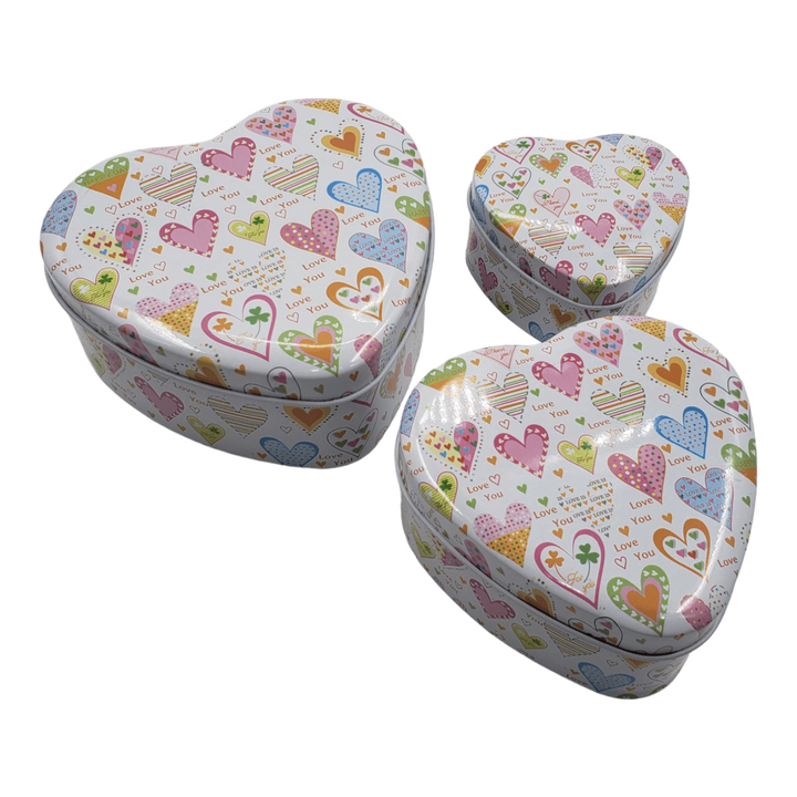 Set Cajas Diseño Corazon Metal 12x11x5cm (3u)