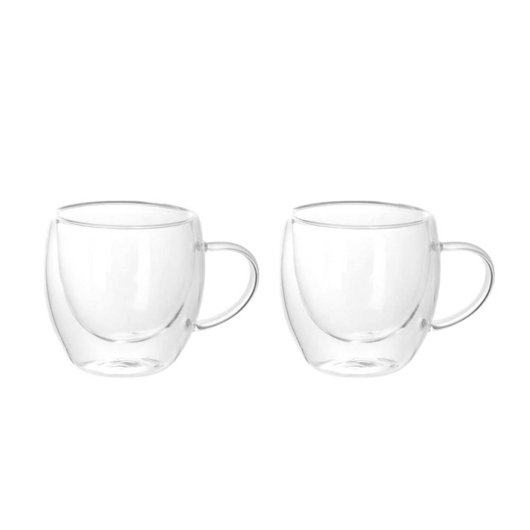 Set 2 Tazas Vidrio Doble Pared 150ml 7.5x7.5cm