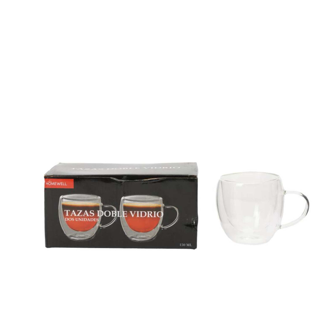 Set 2 Tazas Vidrio Doble Pared 150ml 7.5x7.5cm