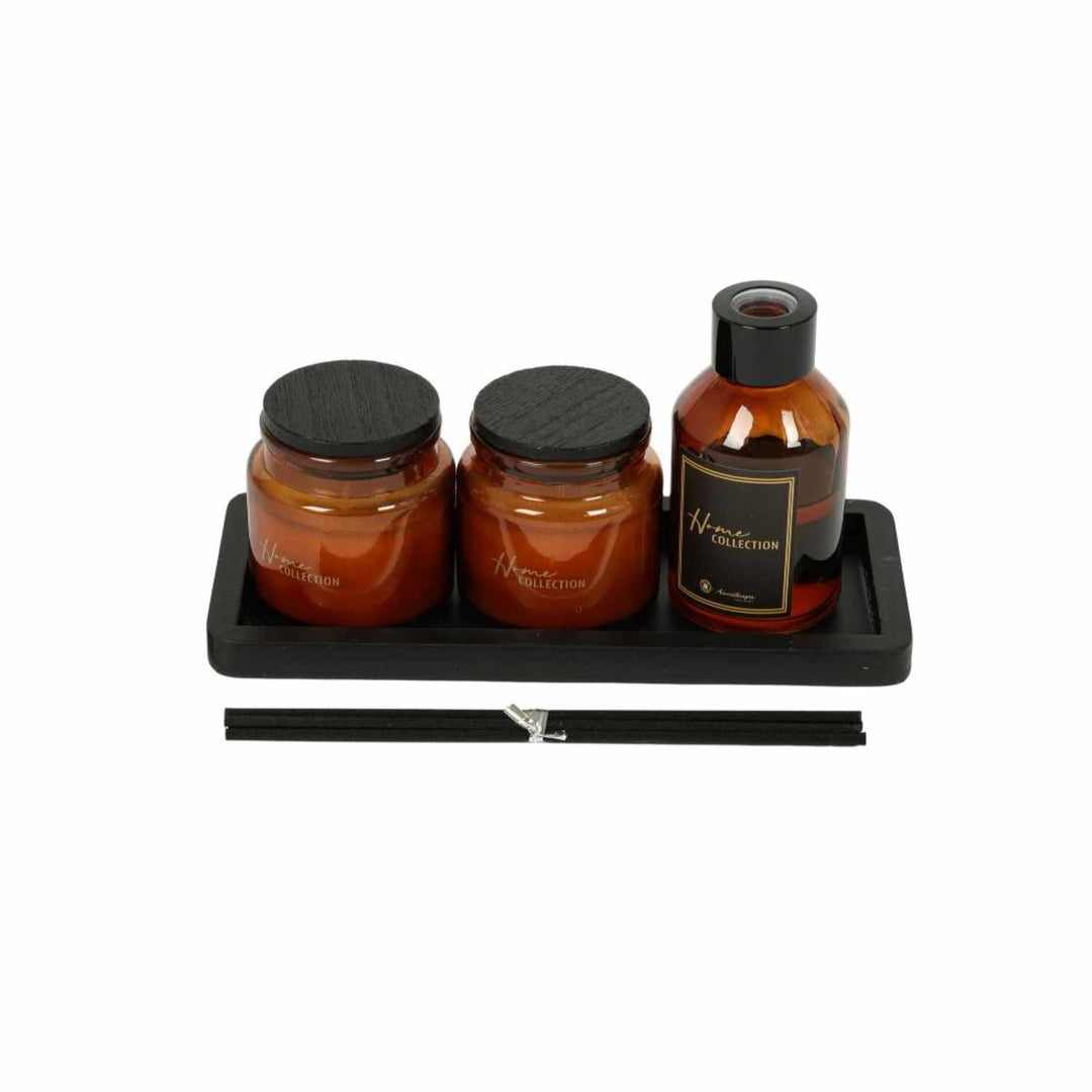 Set Aromatizador Con Velas Y Bandeja 20x5x22cm