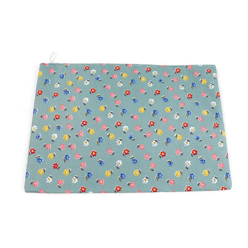 Estuche Verde Flores Multicolor
