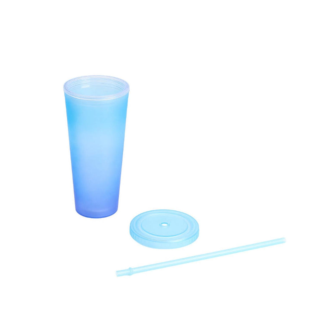 Vaso Con Bombilla Diseño Azul 650Ml