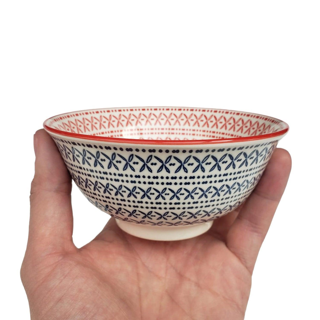 Bowl Pocillo Loza Azul Rojo 12x6.5cm