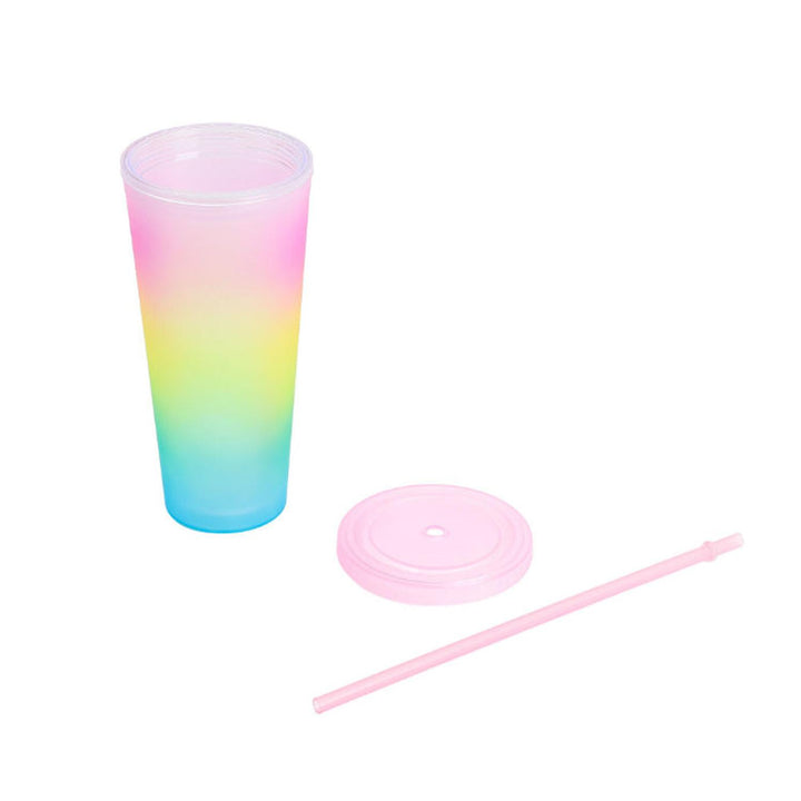 Vaso Con Bombilla Diseño Multicolor 650Ml