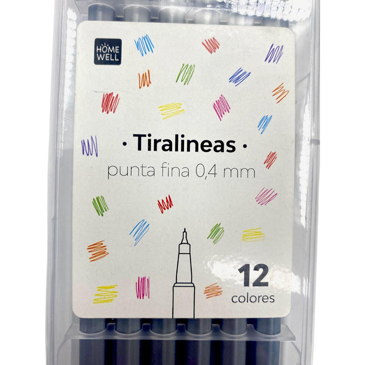 Set Lápices Tiralíneas Punta Fina 12 Colores