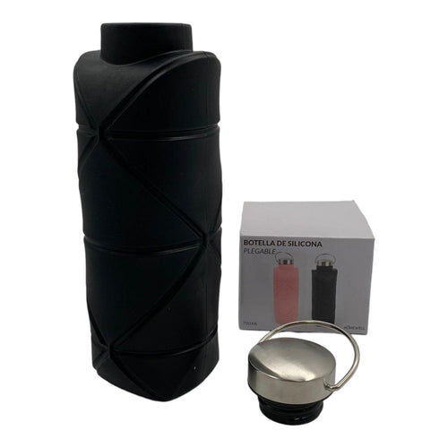 Botella De Agua Silicona Plegable Negro 750ml