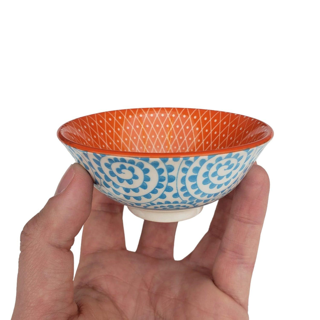 Bowl Pocillo Loza Diseño Naranja 9.5x4.5cm