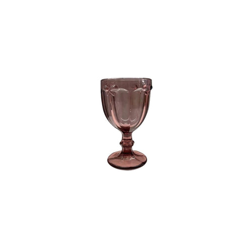 Copa de Vidrio Rosada con Relieve de Libélulas 300 ml