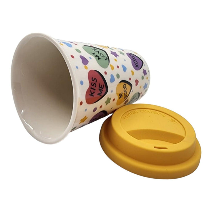 Mug Cerámica Tapa Silicona Amarillo 400ml